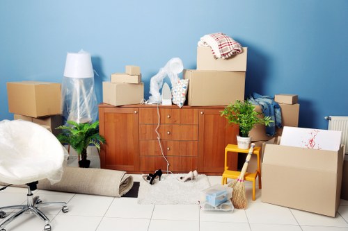 Packed boxes and furniture ready for a local move