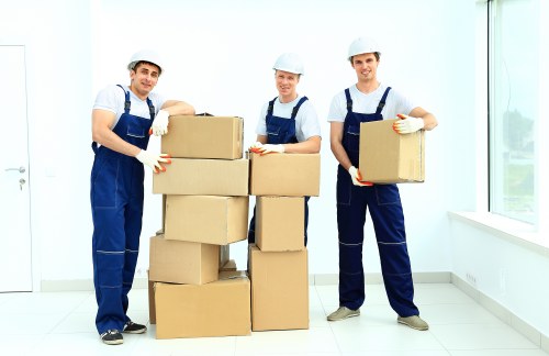 Household furniture ready for pick-up in a West London flat