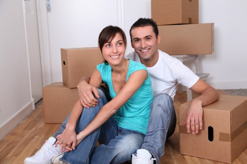Packed boxes and furniture ready for a local Hammersmith house move