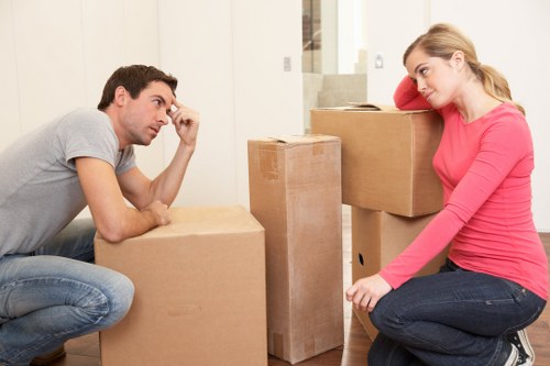 Packing boxes and furniture ready for transport